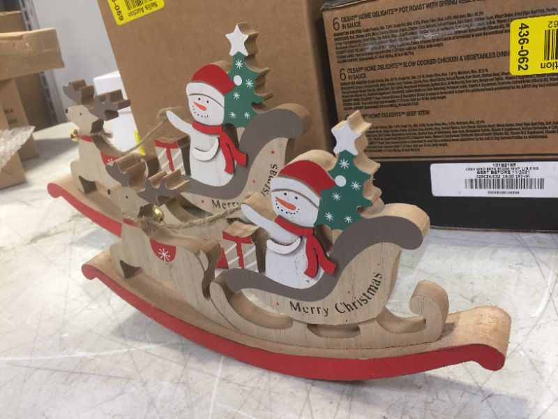 Photo 1 of 2npcs, desk decor christmas snowmen on a sleigh