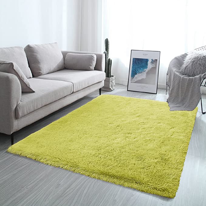 Photo 1 of COCOWE Fluffy Rugs 5x8 ft Green, Super Soft Fuzzy Area Rugs for Living Room Bedroom - Furry Plush Shag Rug - Kids Playroom Nursery Classroom Dining Room Decor Floor Carpet
