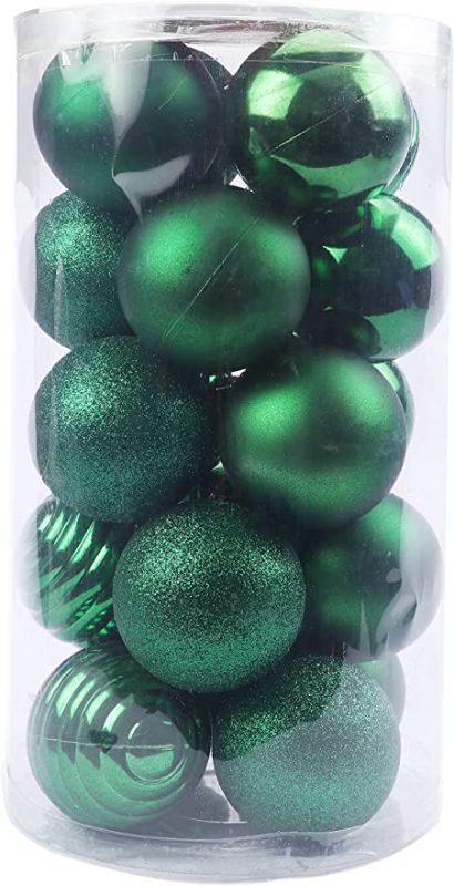 Photo 1 of 3 pack, YYCRAFT 20ct Christmas Ball Ornaments 8CM for Xmas Tree Christmas Decorations Shatterproof Hooks Included (Emerald Green, L)
