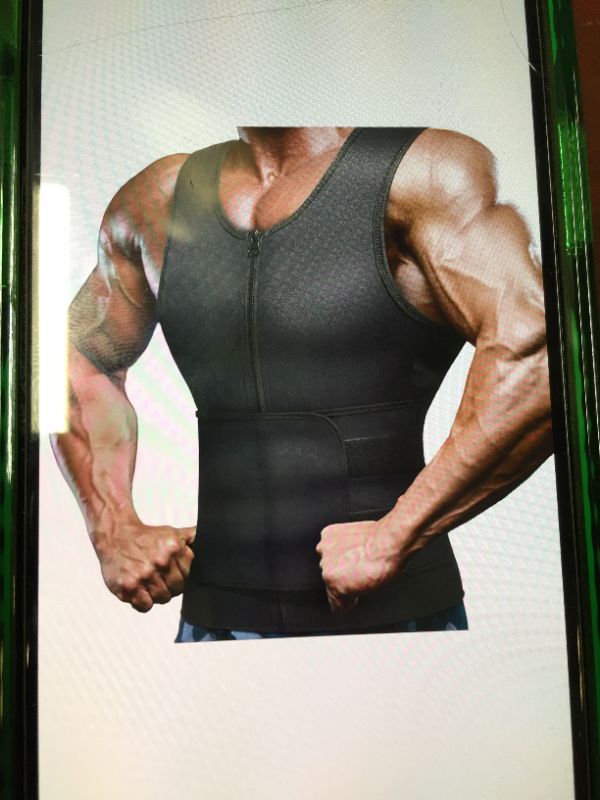 Photo 1 of MEN 2-IN1 WIST TRAINER VEST, SWEAT BODY SHAPER TANK BLACK
MEDIUM