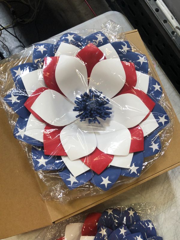 Photo 2 of 4th July wall flowers decoration 3 count size 12 x 12 