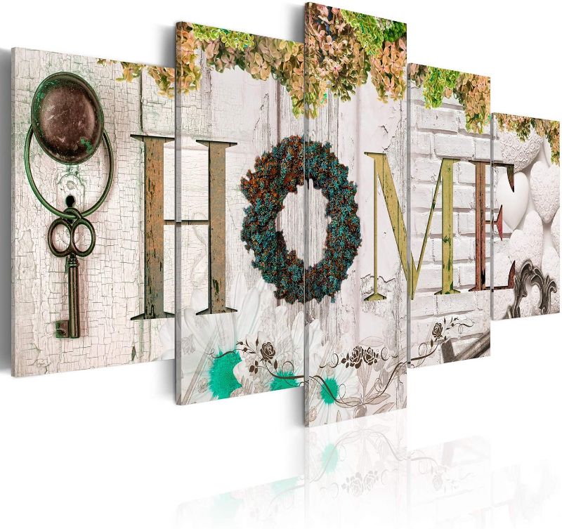 Photo 1 of Biufo 5 Pieces Large Love Sanctuary Wall Art Paintings Blooming Flower Print Pictures for Living Room Decor Home Sign Artwork, Framed 60" W x 30" H
