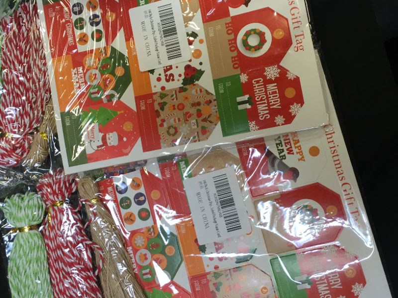 Photo 1 of 144 Pack Christmas Paper Gift Tags, Pre-Punched Xmas Paper Tags for DIY Xmas Holiday Present Wrap Stamp and Label Package Name Card
