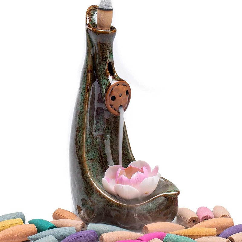 Photo 1 of 
NOLLOPOR Backflow Incense Burner?Lotus Incense Holder-Ceramics Incense Waterfall Burner