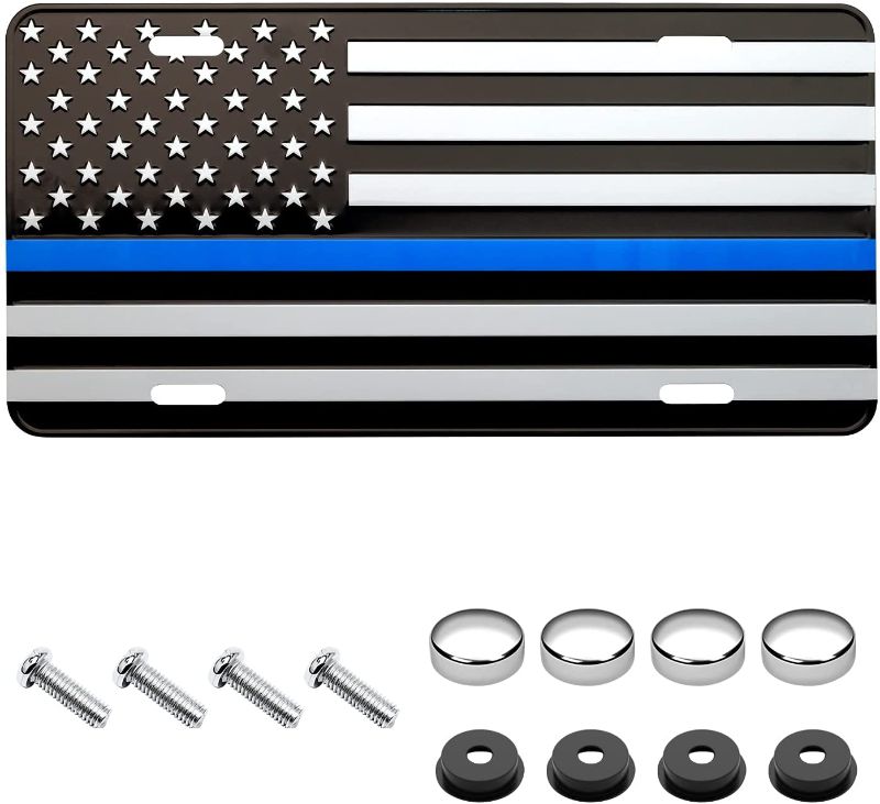 Photo 1 of 
USA Flag License Plate Cover 1PCS High-Strength Aluminum American Composite lisences Plate Frame/Covers with Free Screws Fasteners Caps?4pcs?(Black)