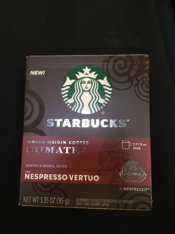 Photo 2 of 
Starbucks Coffee Capsules for Nespresso Vertuo Machines — Dark Roast Single-Origin Sumatra — 1 Box (8 Coffee Pods)
exp 12/05/2021 (factory sealed)