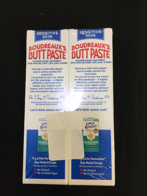 Photo 3 of Boudreaux's Butt Paste Diaper Rash Ointment, for Sensitive Skin, Hypoallergenic, 4 OZ, 2 Pack
exp 02 2022 (factory sealed)