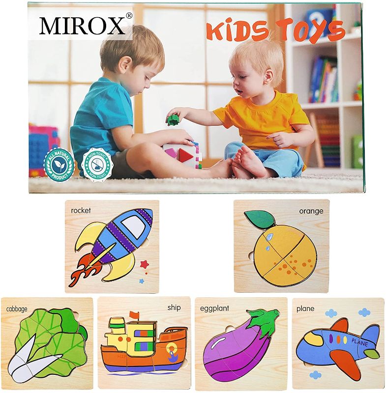 Photo 1 of MIROX Wooden Puzzles for Toddlers - 6 Pcs Wooden Jigsaw Puzzles for Kids 1 2 3 Year Old, Gift for Toddlers, Educational Toys for 1 2 Year Old Toddlers (factory sealed)