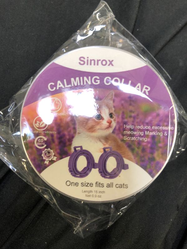 Photo 1 of Adjustable Calming Collar for Cats 2 Pack, Anxiety Relief Natural Pheromone, Waterproof Dog Calm Collar Size Up to 15 Inches with 60 Days Long Lasting Effects