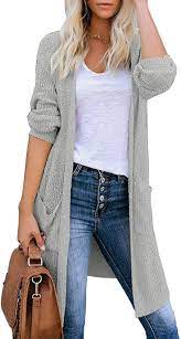 Photo 1 of  Women's Open Front Sweater Cardigan Long Sleeve Soft Knit Pockets Outwear