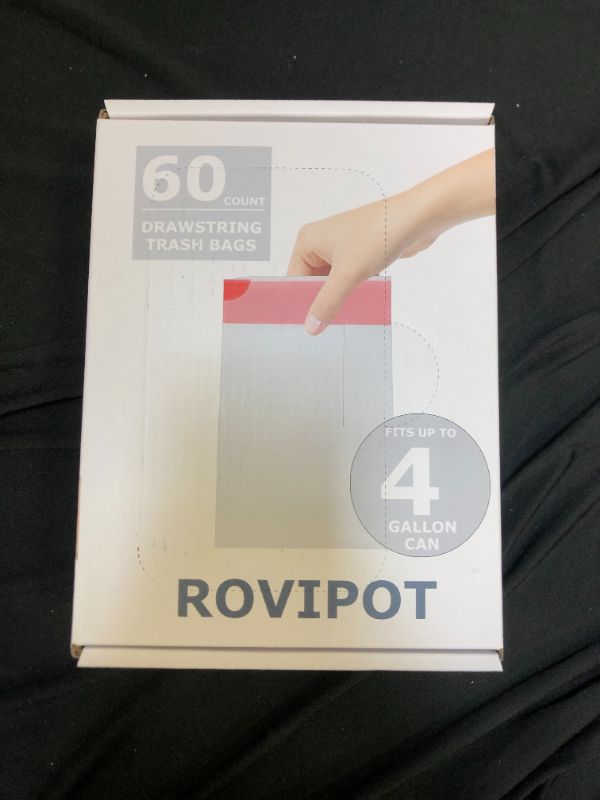 Photo 2 of 
ROVIPOT 0.8 Mil White 4 Gallon Trash Bags 17.7" x 19.6" (60 Count)