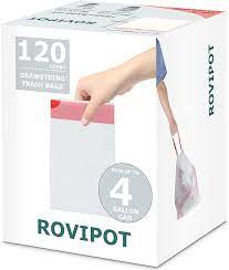 Photo 1 of 
ROVIPOT 0.8 Mil White 4 Gallon Trash Bags 17.7" x 19.6" (60 Count)