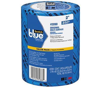 Photo 1 of 3M 2090-48EP3 Scotch 2090-48evp Painter's Tape, 60 Yd L, 1.88 In W, Crepe Paper Backing, Blue 