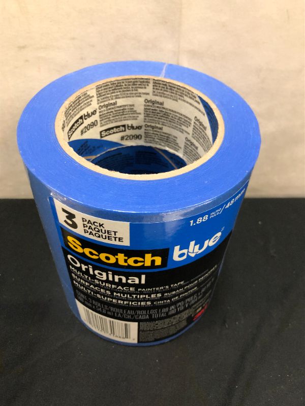 Photo 2 of 3M 2090-48EP3 Scotch 2090-48evp Painter's Tape, 60 Yd L, 1.88 In W, Crepe Paper Backing, Blue 