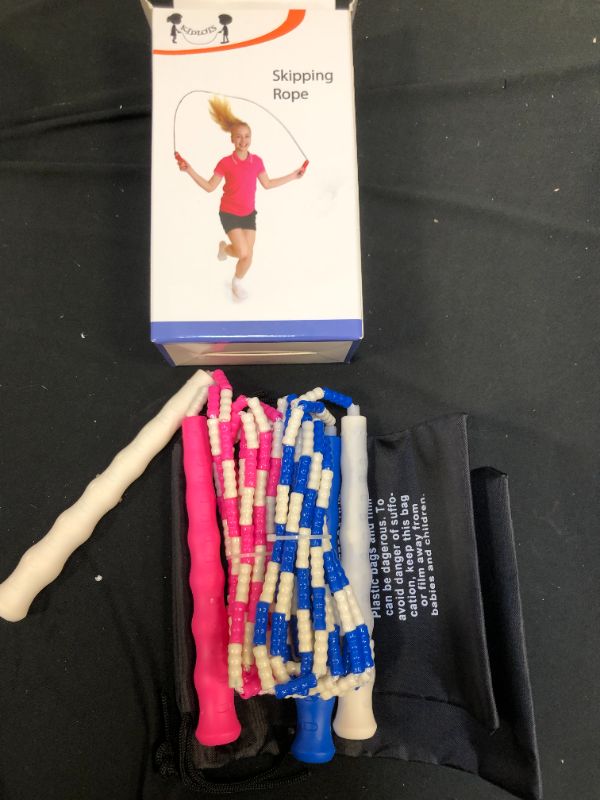 Photo 2 of Jump Ropes For Kids - Pack of Two Beaded Jump Rope Adult Fitness - 10'6" In Size - 2 Person Jump Rope Increases Bone Density - Strengthens Your Legs ( 2 boxes ) 