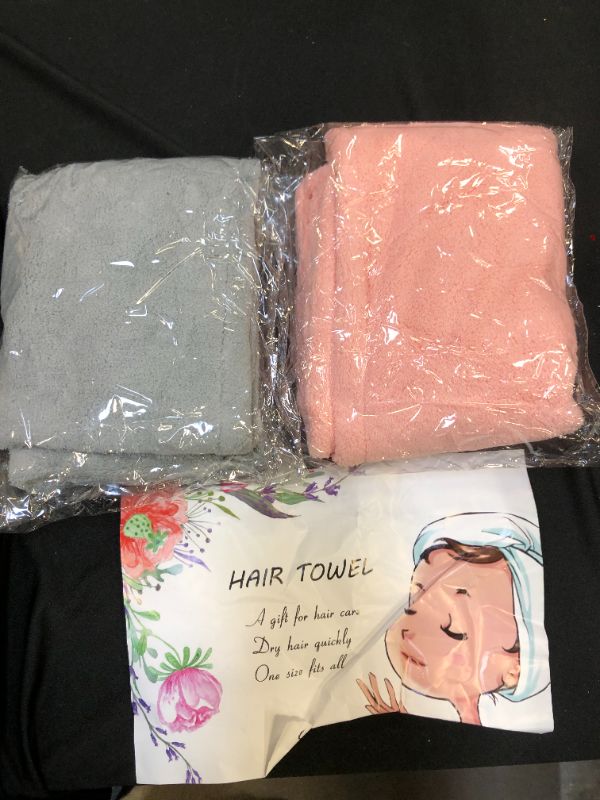Photo 2 of 2 pack hair towels wrap for women ( grey and pink ) 