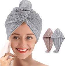 Photo 1 of 2 pack hair towels wrap for women ( grey and pink ) 