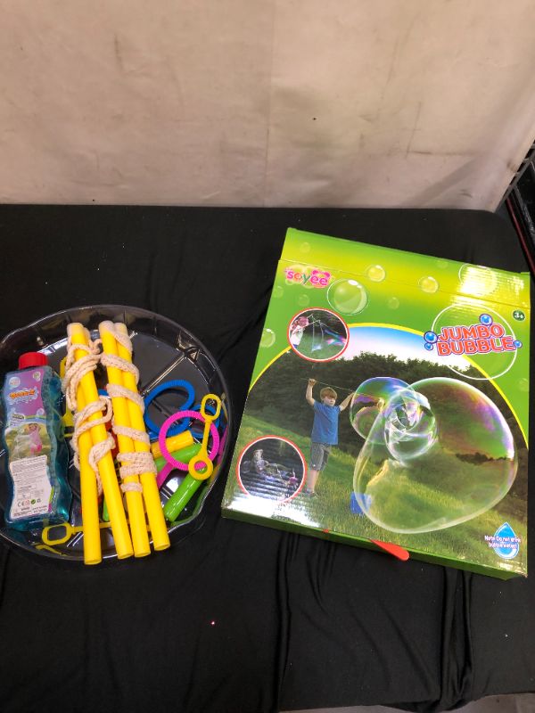 Photo 2 of 19PCS Giant Bubble Wands Kit Included Bubble Solution, Bubbles Toys for Kids, Summer Outdoor Toys and Backyard Games for Boys and Girls