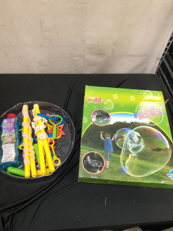 Photo 2 of 19PCS Giant Bubble Wands Kit Included Bubble Solution, Bubbles Toys for Kids, Summer Outdoor Toys and Backyard Games for Boys and Girls