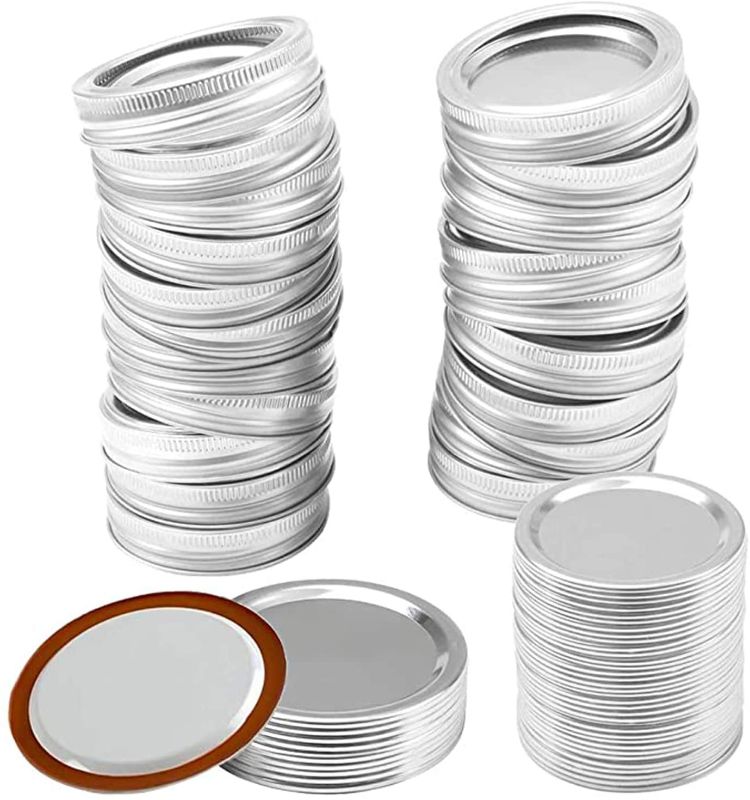 Photo 1 of 24Sets Canning Lids Mason Jar Lids Regular Mouth Split-Type Lids Leak Proof Secure Mason Jar Lids Canning Lids with Silicone Seals (24 lids+24 bands)…
