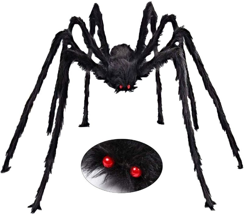 Photo 1 of 60IN Giant Spider for Outdoor Halloween Decoration, 150CM Large Hairy Spider Realistic Scary Furry Spider Props for Indoor and Outdoor Yard Party Halloween Decor
