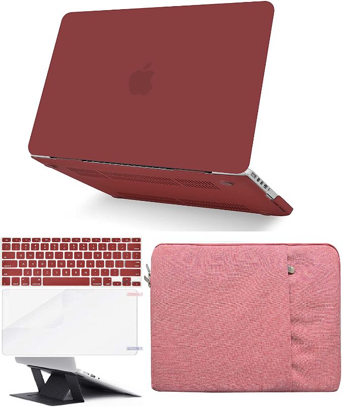 Photo 1 of KECC Compatible with MacBook Pro 13 inch Case A1278 (with CD-ROM) Plastic Hard Shell + Keyboard Cover + Sleeve + Screen Protector +Laptop Stand (Matte Wine Red)
