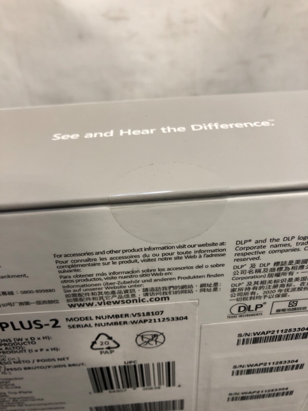 Photo 1 of ViewSonic M1 Mini+ Ultra Portable LED Projector with Auto Keystone, Bluetooth JBL Speaker, HDMI, USB C, Stream Netflix with Dongle (M1MINIPLUS)