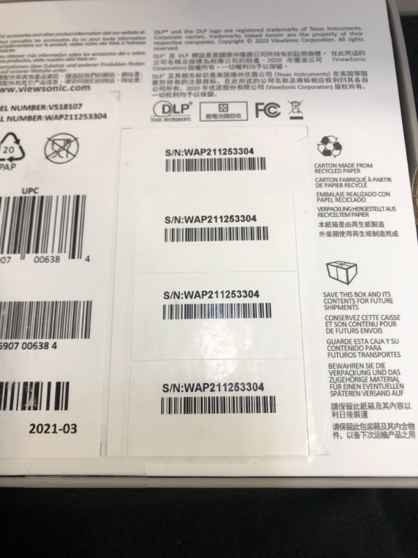 Photo 1 of ViewSonic M1 Mini+ Ultra Portable LED Projector with Auto Keystone, Bluetooth JBL Speaker, HDMI, USB C, Stream Netflix with Dongle (M1MINIPLUS)