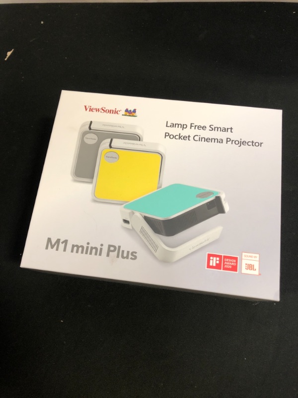 Photo 1 of ViewSonic M1 Mini+ Ultra Portable LED Projector with Auto Keystone, Bluetooth JBL Speaker, HDMI, USB C, Stream Netflix with Dongle (M1MINIPLUS)