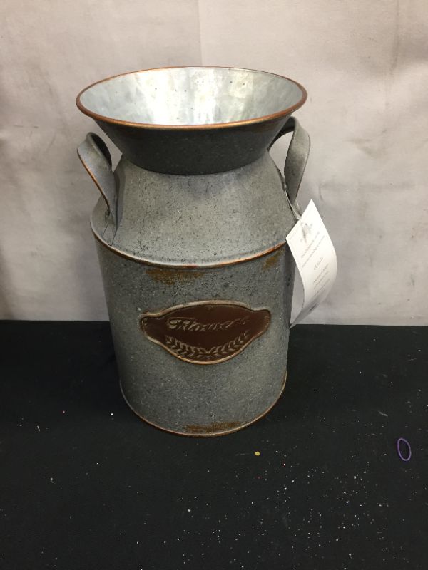 Photo 2 of 
Putuo Decor Rustic Flower Vase, Metal Milk Can Decor, Farmhouse Home Decor, 5" W, 8.3" H