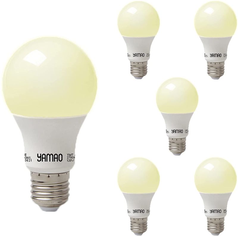 Photo 1 of Yamao A19 Led Light Bulbs 60 Watt Equivalent,2700K Warm Light Led Bulbs,Non Dimmable Standard E26 Base Lightbulbs,9W Energy Efficient 800 Lumens,Indoor Type A Led Flood Light Bulbs (6 Pack)
