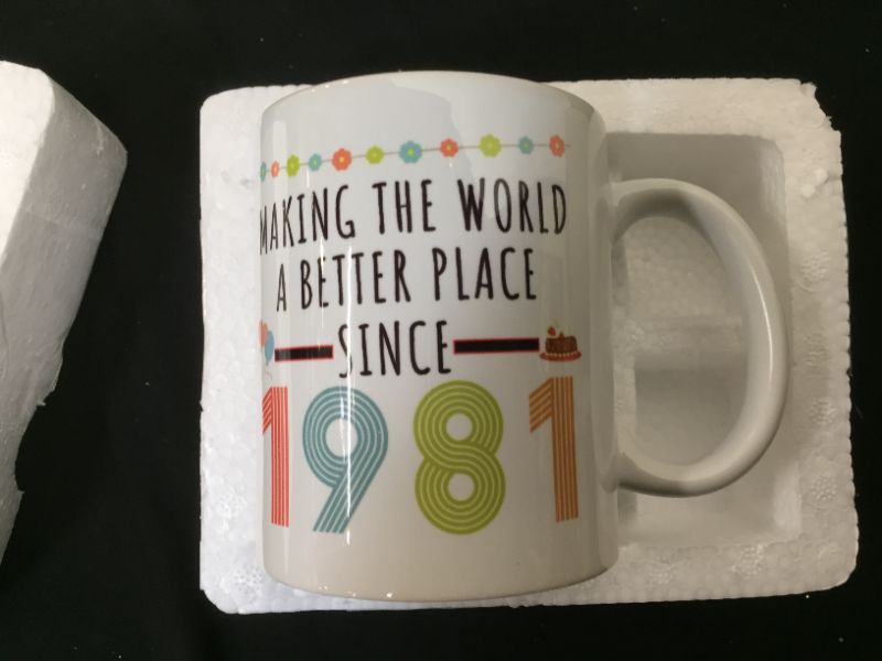 Photo 2 of 40th Birthday Gifts for Women, Funny 40 Year Old Gift Coffee Mug, 1982 40th Birthday Mugs for Her, Mom, Wife, Aunt, Sister, Grandma, Friend, 11 oz Tea Cup Making The World a Better Place Since 1982
