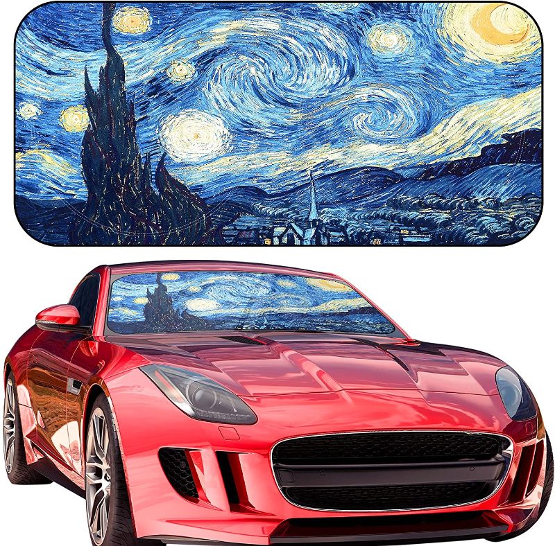 Photo 1 of 
Insoria Windshield Sunshade Block UV Rays Foldable Sun Shield Keeps Your Car Cool Easy to Use Car Accessories Fits Most Car Windshields Starry Sky 59" x 31"