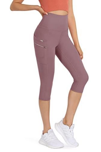 Photo 1 of ODODOS Women's High Waisted Dual Pockets Workout Capris Leggings, Sports Running Yoga Gym Athletic Leggings- 19" / 28" Inseam SIZE LARGE