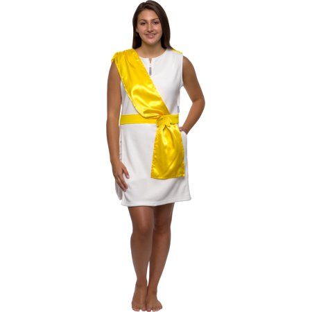 Photo 1 of Greek Goddess Pajama Dress - One Piece Novelty Toga Tunic Costume Romper by Funziez! (White, size Medium) PACK OF 4 SOLD AS IS
