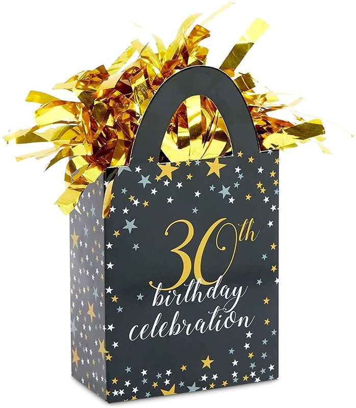 Photo 1 of 30th Birthday Party Balloon Weights, Black and Gold Decorations (6 oz, 6 Pack)
