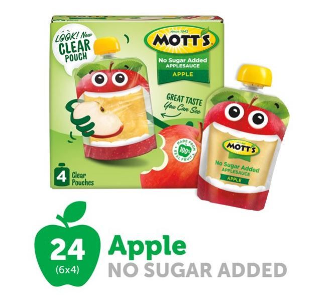 Photo 1 of (Pack of 6) Mott's No Sugar Added Applesauce, 3.2 oz clear pouches, 4 count FRESHEST BY 2/28/2022
