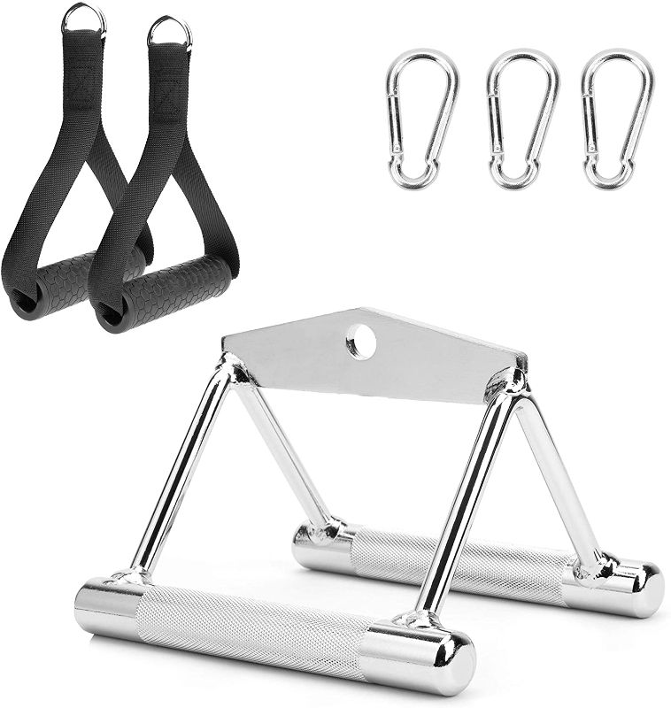 Photo 1 of YOUXI Cable Attachments for Weight Lifting with Multi-Option: Combo Tricep Rope, Straight Bar, V Bar, Single Tricep Rope & Single D Handle LAT Machine Attachment
