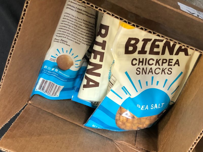Photo 1 of BIENA Chickpea Snacks, Sea Salt (4 Pack) | Gluten Free | Vegan | Dairy Free | Plant-Based Protein (Packaging May Vary) FRESHEST BY 3/16/2022
