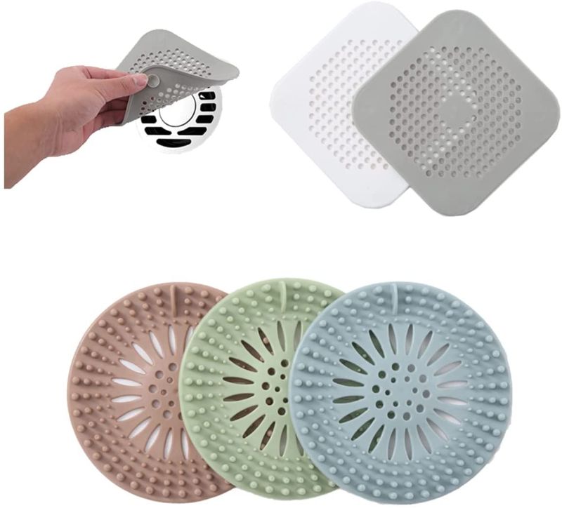 Photo 1 of 2 PACK - 5 Packs Drain Hair Catcher, Durable TPR Hair Stopper Drain Covers with Suction Cup, Easy to Clean and Install Suit for Kitchen Bathroom Bathtub and Shower