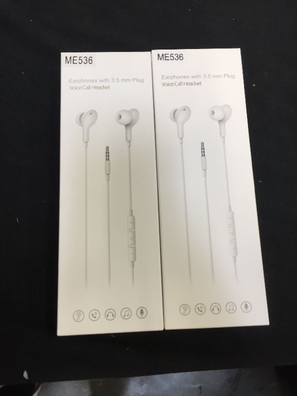 Photo 2 of 2 PACK- in-Ear Earbud Headphones with Microphone, Bass, High Definition, Clear Sound, Ergonomic Comfort-Fit, Wired Earphones Compatible with iPhone, Samsung, MP3, and Most 3.5mm Jack