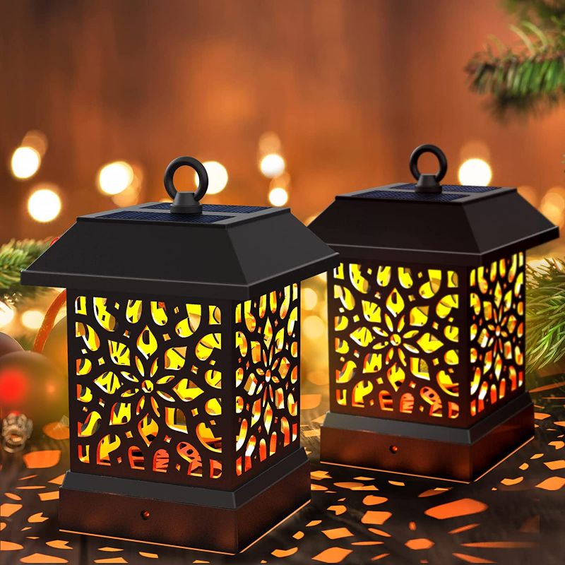 Photo 1 of LIANGLOME Solar Hanging Lanterns Outdoor,Solar Powered Led Lantern Lights Garden Decorative,Hanging Lanterns Solar Powered Waterproof,for Table Patio Yard Pathway Warm White 2Pack
