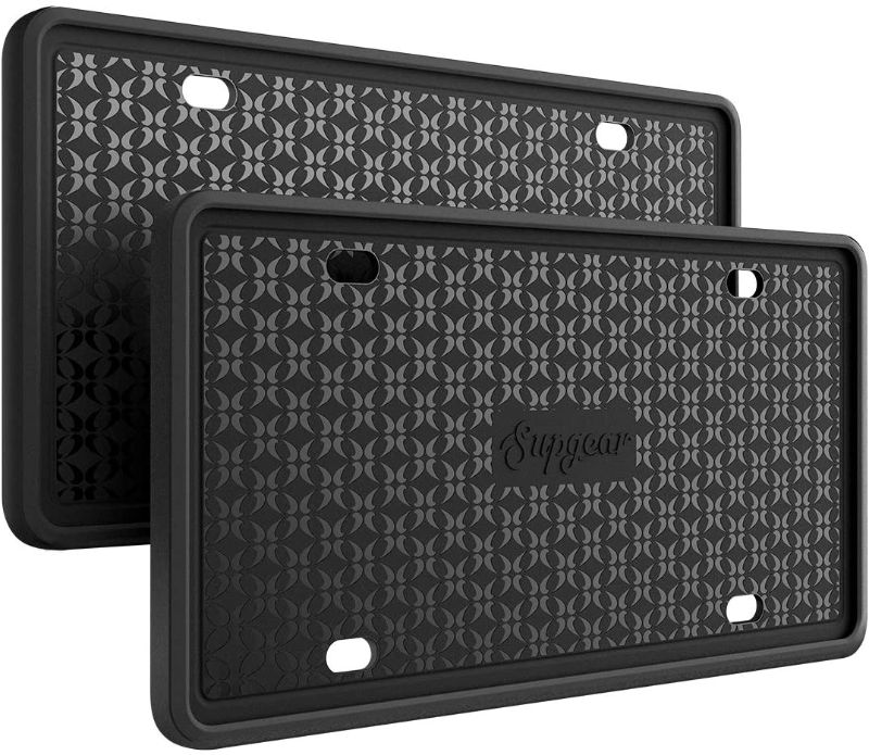 Photo 1 of Supgear License Plate Frame - Silicone License Plate Frame with 8 Drainage Holes, Anti-Impact, Waterproof, Shockproof for Automotive License Plate - 2 pcs 
