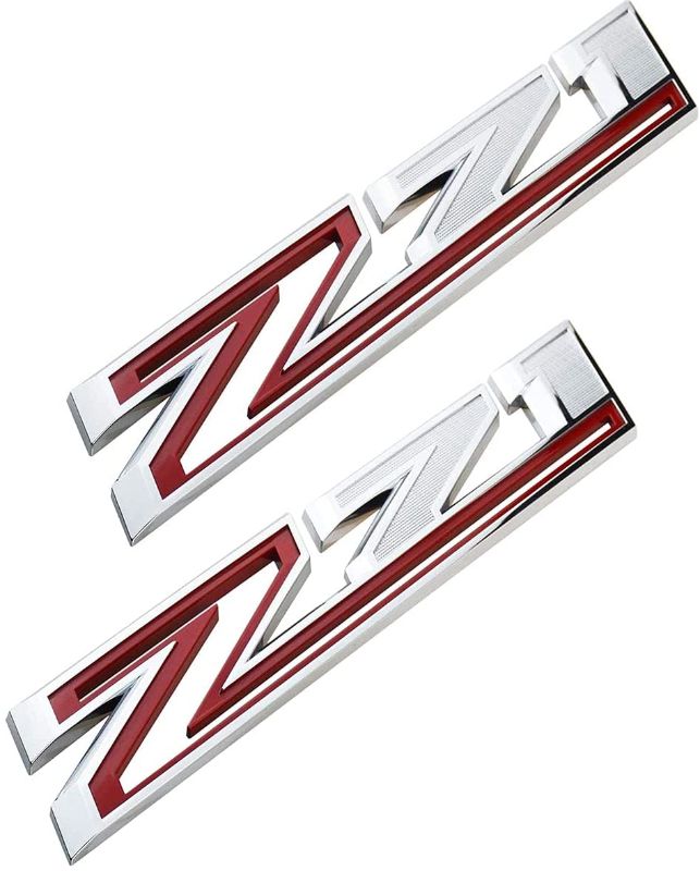 Photo 1 of 2Pc 2019-2021 New Z71 Badge 3D Emblems Door Fender Nameplate Decal Replacement for Silverado 1500HD 2500HD 3500HD 84632695 OEM (Chrome Red)
