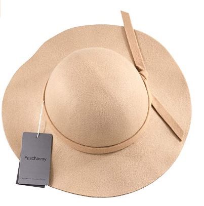 Photo 1 of Fascharmy Vintage Baby Girls Floppy Wide Brim Wool Felt Fedora Cloche Hat Cap Camel
