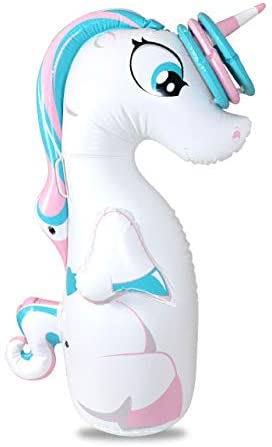 Photo 1 of (Inflatable Dudes) Unicorn {Unique} 47 Inches - Bop Bag |Ring Toss with 3 Inflatable Rings| Kids Punching Bag | Boxing - Ride-on Toy + Handles| Already Filled with Sand | - Play Therapy
