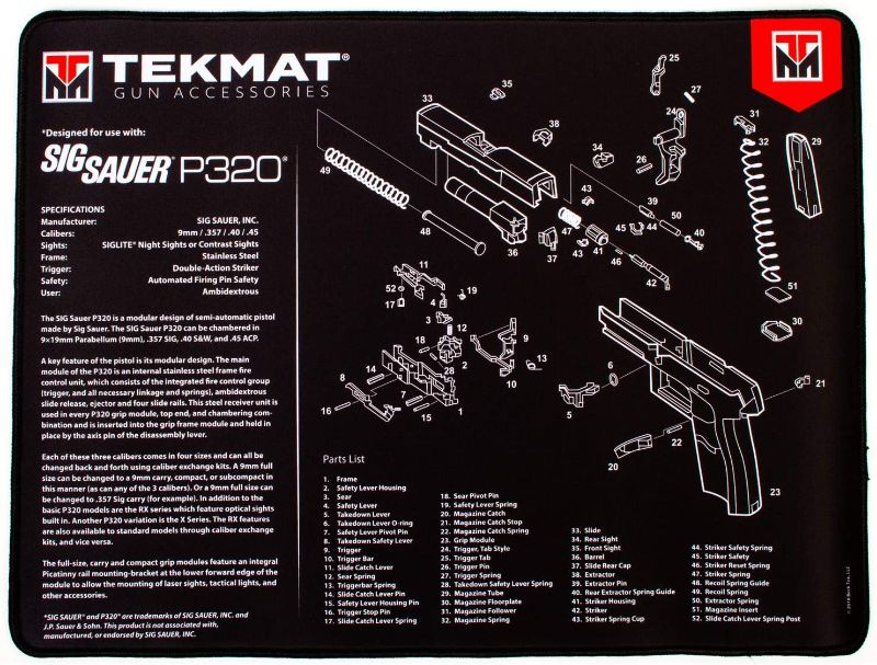 Photo 1 of TekMat Ultra Cleaning Mat for use with Sig P320 Black ,15" x 20"
