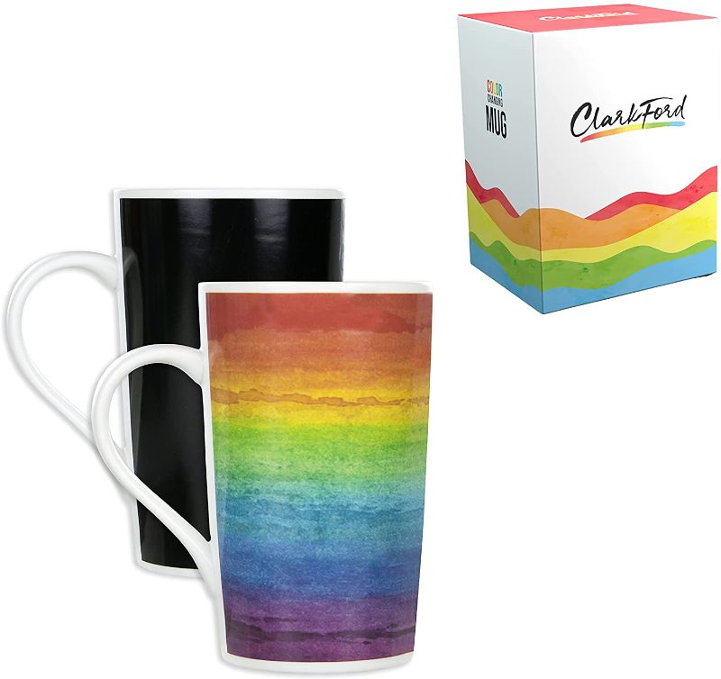 Photo 1 of Clarkford Color Changing Mug | Color Changing Coffee Mugs | Heat Sensitive Coffee Mugs | Coffee Mug Rainbow | Rainbow Mug | Tazas de Cafe Bonitas | Heat Changing Mugs
