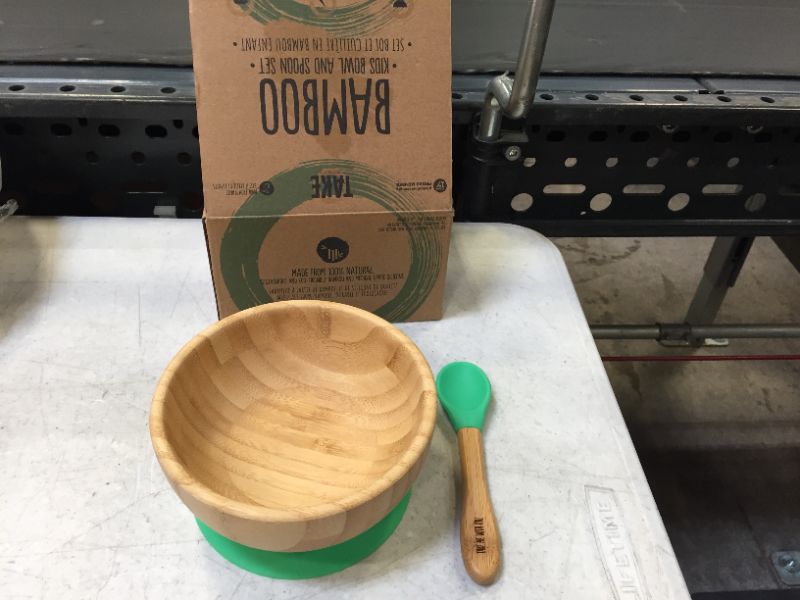 Photo 4 of Avanchy Bamboo Baby Bowl & Spoon - Baby Cutlery - Bamboo Kids Bowl - BPA Free Bowl - Bamboo Kids Utensils - Baby Bowl and Spoons Set, Green - 5" x 3"