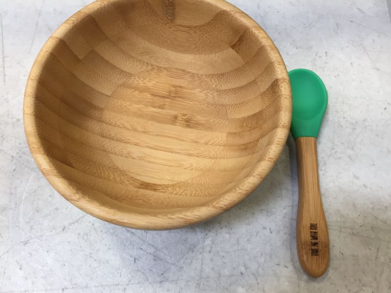 Photo 3 of Avanchy Bamboo Baby Bowl & Spoon - Baby Cutlery - Bamboo Kids Bowl - BPA Free Bowl - Bamboo Kids Utensils - Baby Bowl and Spoons Set, Green - 5" x 3"